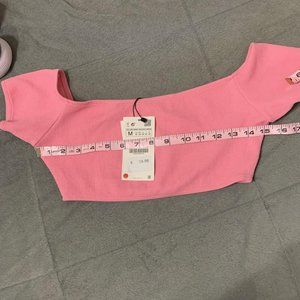 Zara Short Sleeve ( off the shoulder)Pink Swim Top